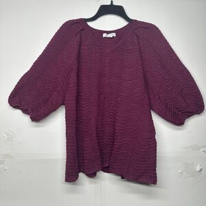 Liz Claiborne Women's Top Size Large NWT Textured 3/4 Sleeve V-Neck